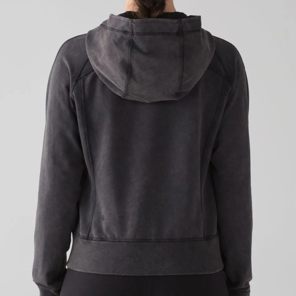 Lululemon Stonewash Gray Black Athletic Zip Front Hoodie Size 6 Used